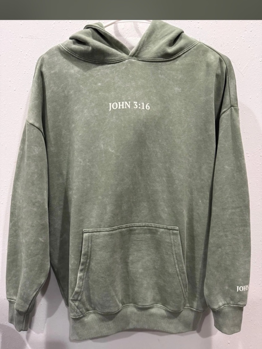 John 3:16 Olive Green Pullover Hoodie